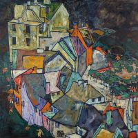 Egon Schiele Stadtende - Krumau H Userbogen 1917-18