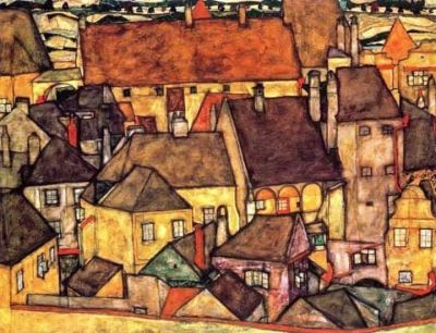 art oil painting reproduction of  Egon Schiele Yellow City 1914 museum quality handmade