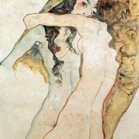 Egon Schiele Zwei Madchen In Umarmung 1911