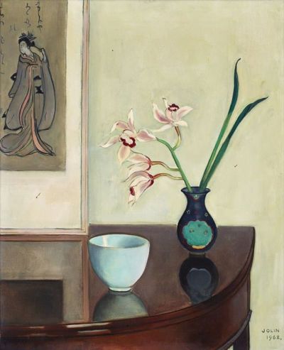 art oil painting reproduction of  Einar Jolin Stilleben Med Orkidee 1962 museum quality handmade