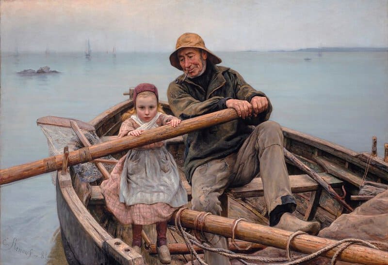 Emile Renouf Un Coup De Main - The Helping Hand - 1881 museum quality