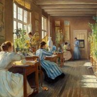 Emma Meyer Women Decorating Porcelain At Den Kgl. Porcel Nsfabrik - Royal Copenhagen