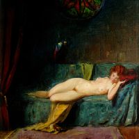Endre Komaromi Kacz, A Reclining Female Nude On A Couch