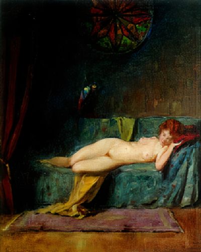art oil painting reproduction of  Endre Komaromi Kacz, A Reclining Female Nude On A Couch museum quality handmade
