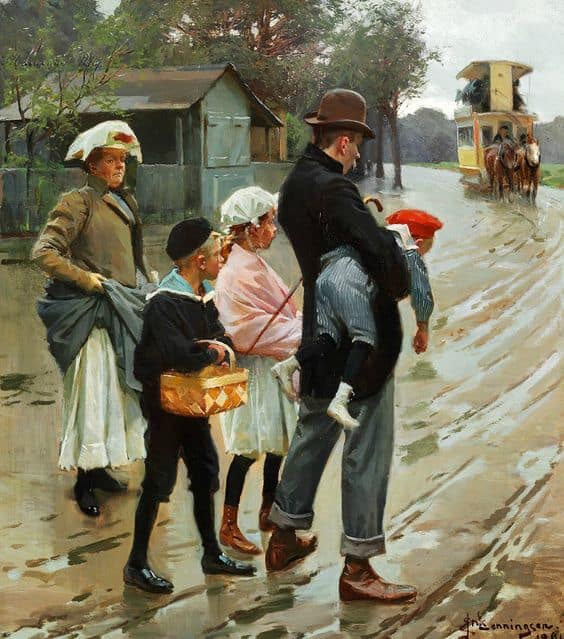 Erik Hemmingsen On The Way To The Streetcar 1901 museum quality