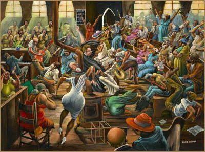art oil painting reproduction of  Ernie Barnes The Gospel Truth museum quality handmade