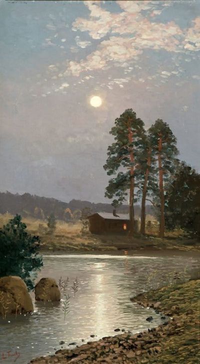 art oil painting reproduction of  Eugen Taube Moonlit Landscape museum quality handmade