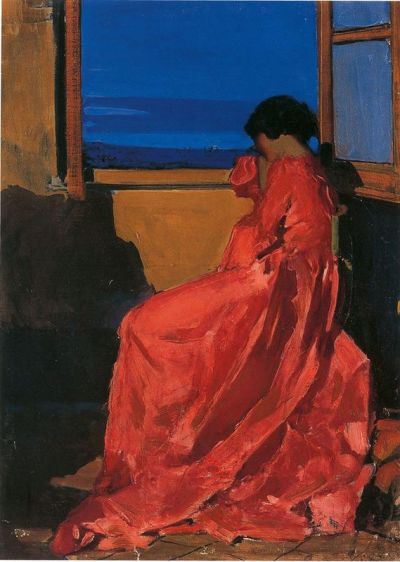 art oil painting reproduction of  Eugenio Viti Olga In Red museum quality handmade