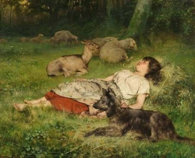 art oil painting reproduction of  Evariste Carpentier Sleeping Shepherdess museum quality handmade