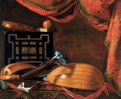 art oil painting reproduction of  Evaristo Baschenis Nature Morte Aux Instruments De Musique C. 1665-70 museum quality handmade
