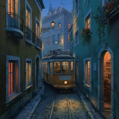 art oil painting reproduction of  Evgeny Lushpin Through Lisbon museum quality handmade