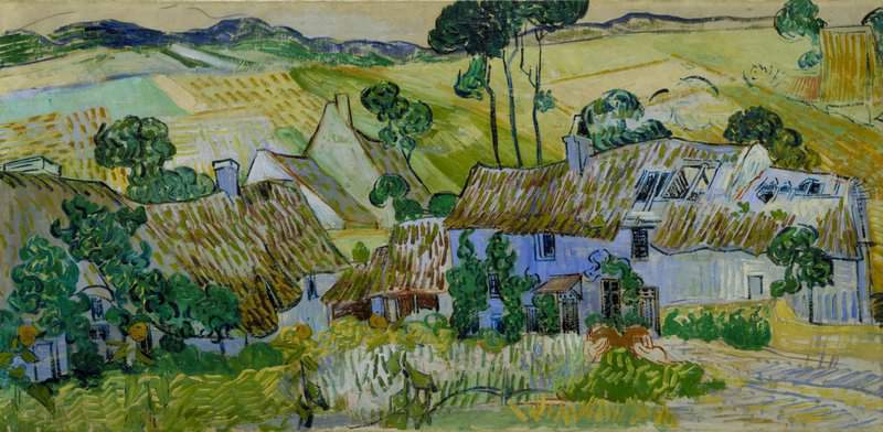 Farms Near Auvers Or Thatched Cottages By A Hill - Landscape By Vincent Van Gogh museum quality