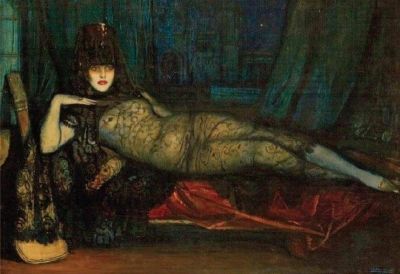 art oil painting reproduction of  Federico Beltran Masses La Maja Maldita 1918 museum quality handmade