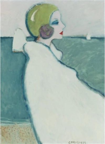 art oil painting reproduction of  Cassigneul - Femme Au Bonnet De Bain By Cassigneul museum quality handmade