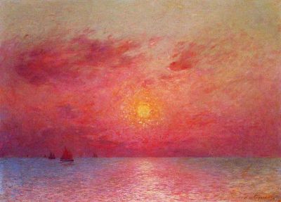 art oil painting reproduction of  Ferdinand Du Puigaudeau Sailboats At Sea - Evening museum quality handmade