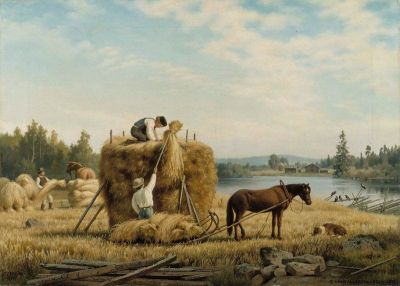 art oil painting reproduction of  Ferdinand Von Wright Harvesters 1879 museum quality handmade