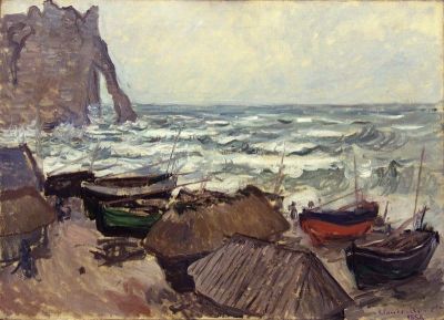 art oil painting reproduction of  Fishing Boats On The Beach At Etretat museum quality handmade