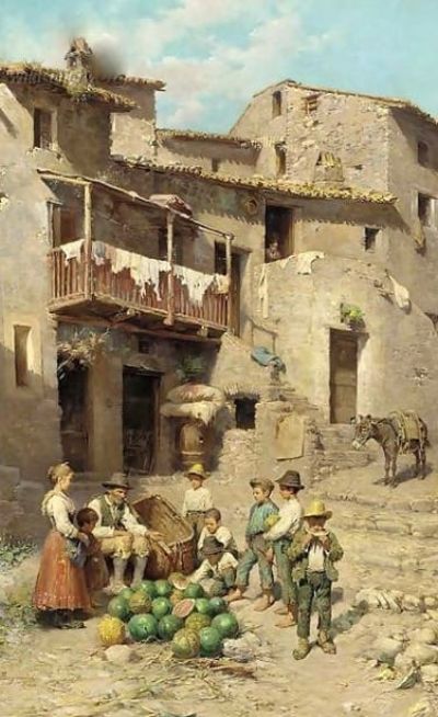 art oil painting reproduction of  Francesco Bergamini The Melon Seller museum quality handmade