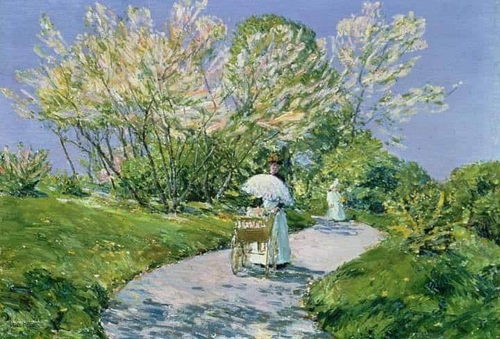 Frederick Childe Hassam A Walk In The Park 1889 museum quality