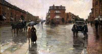 art oil painting reproduction of  Frederick Childe Hassam Rainy Day Bosto 1885 museum quality handmade