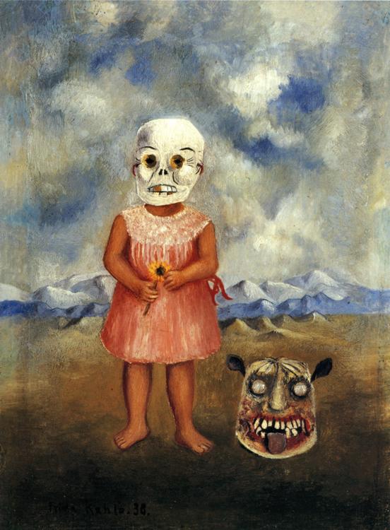 Frida Kahlo Girl With Death Mask She Plays Alone museum quality