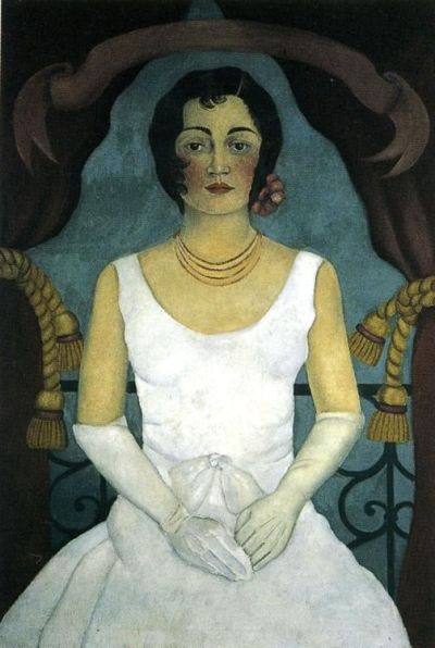 art oil painting reproduction of  Frida Kahlo Portrait Of A Woman In White museum quality handmade