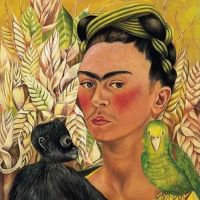 Frida Kahlo Self-portrait With Monkey And Parrot