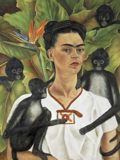 art oil painting reproduction of  Frida Kahlo Self Portrait With Monkeys museum quality handmade