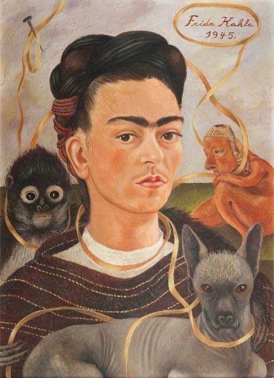 art oil painting reproduction of  Frida Kahlo Self Portrait With Small Monkey museum quality handmade