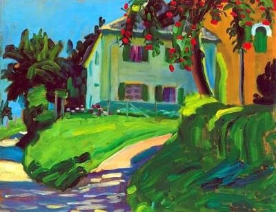art oil painting reproduction of  Gabriele M Nter Summer House With Apple Tree 1908 museum quality handmade