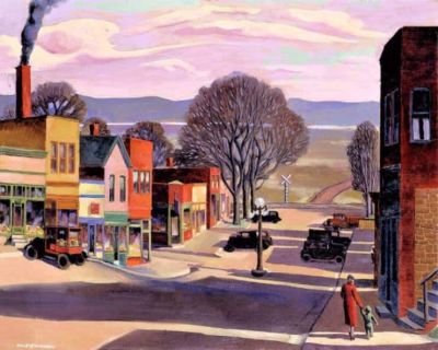 art oil painting reproduction of  Gale Stockwell Parkville Main Street 1933 museum quality handmade
