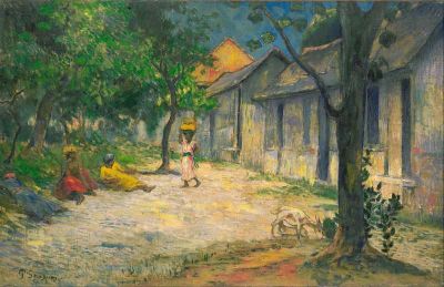 art oil painting reproduction of  Gauguin Paul Femmes Et Chevre Dans Le Village museum quality handmade