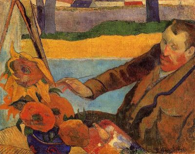 art oil painting reproduction of  Gauguin Van Gogh Painting Sunflowers museum quality handmade