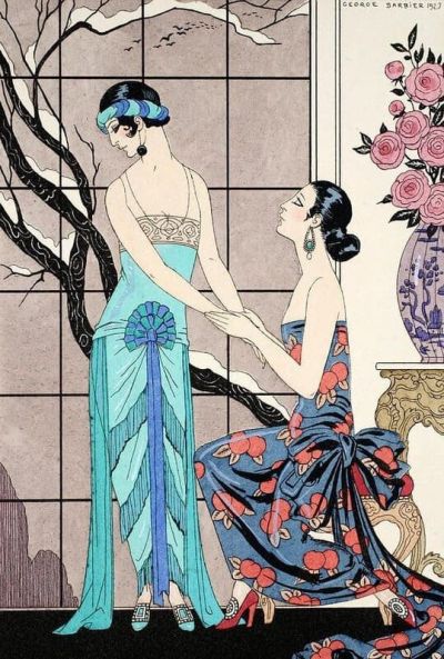 art oil painting reproduction of  George Barbier Art Nouveau - The Difficult Admission museum quality handmade