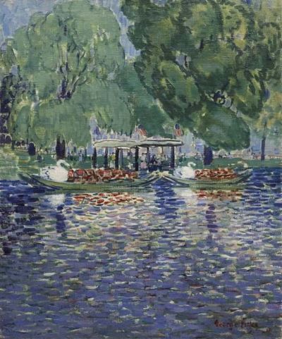 art oil painting reproduction of  George Benjamin Luks The Swan Boats Ca. 1922 museum quality handmade