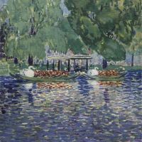 George Benjamin Luks The Swan Boats Ca. 1922 Hand Painted Reproduction