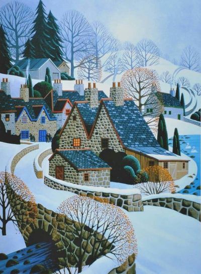 art oil painting reproduction of  George Callaghan Village In Winter museum quality handmade