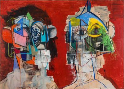 art oil painting reproduction of  George Condo Double Head 2014 museum quality handmade