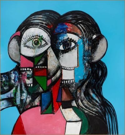 art oil painting reproduction of  George Condo Prismatic Head Composition museum quality handmade