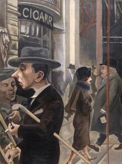 art oil painting reproduction of  George Gosz Street Scene 1925. museum quality handmade