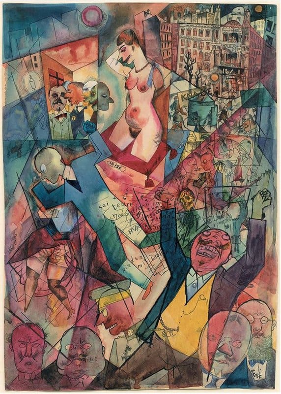 George Grosz Panorama Down With Liebknecht 1919 museum quality