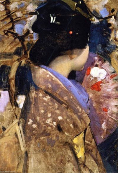 art oil painting reproduction of  George Henry Japanese Lady With A Fan museum quality handmade