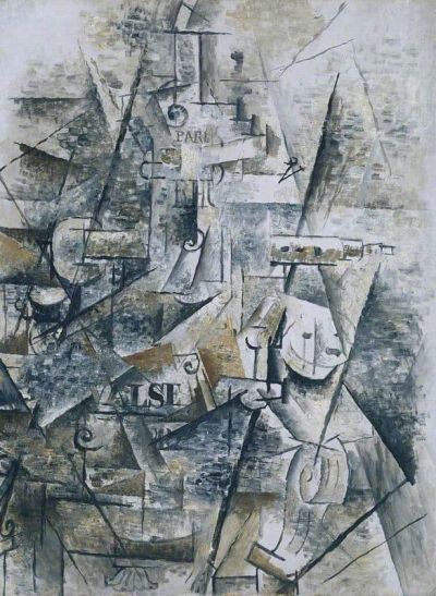 art oil painting reproduction of  Georges Braque Clarinet And Bottle Of Rum On A Mantelpiece museum quality handmade