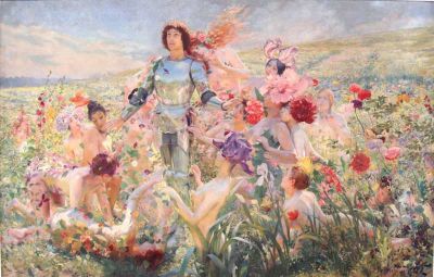 art oil painting reproduction of  Georges Rochegrosse Le Chevalier Aux Fleurs Ca.1894 museum quality handmade