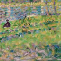 Georges Seurat Paysage Homme Assis C. 1884-85 Hand Painted Reproduction