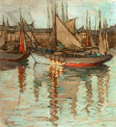art oil painting reproduction of  Georgina Moutray Kyle Harbour Scene museum quality handmade