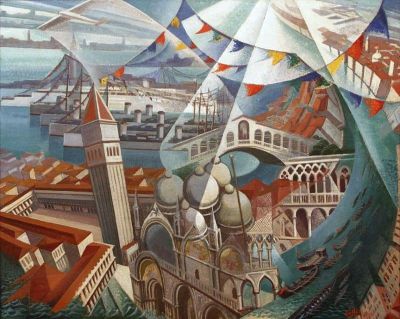 art oil painting reproduction of  Gerardo Dottori Venezia Festa museum quality handmade