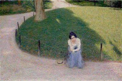 art oil painting reproduction of  Giacomo Balla La Fidanzata A Villa Borghese museum quality handmade