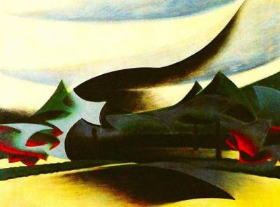 art oil painting reproduction of  Giacomo Balla Warship Widow And Wind - Veil Of Vedova And Landscape museum quality handmade
