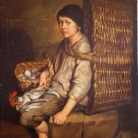 Giacomo Ceruti - Pitocchetto Errand Boy Seated With A Basket On His Back Eggs And Poultry